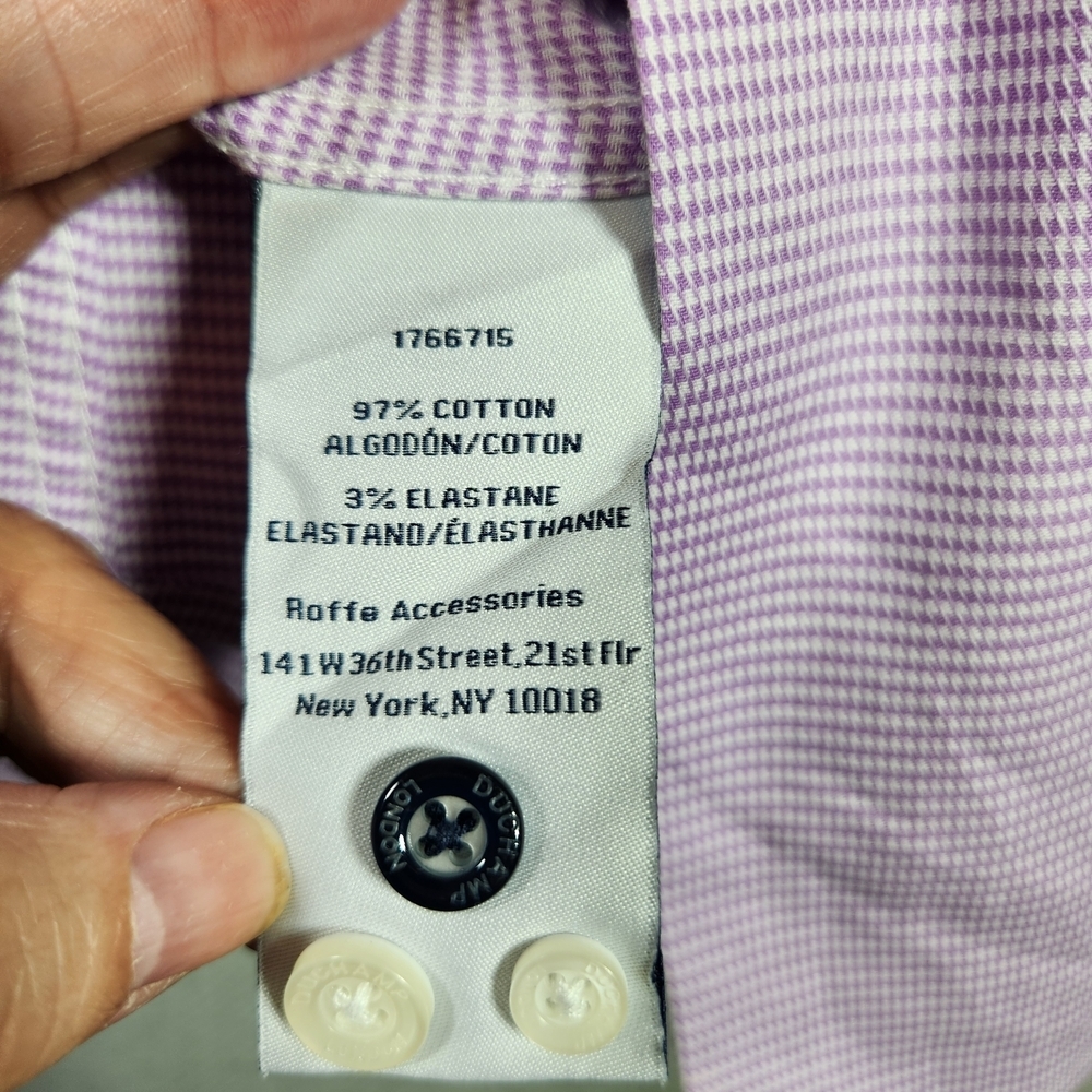 Duchamp Lavender Men's XL 17 1/2 44 Long Sleeve Button Down Shirt Flip Cuff - Picture 11 of 12